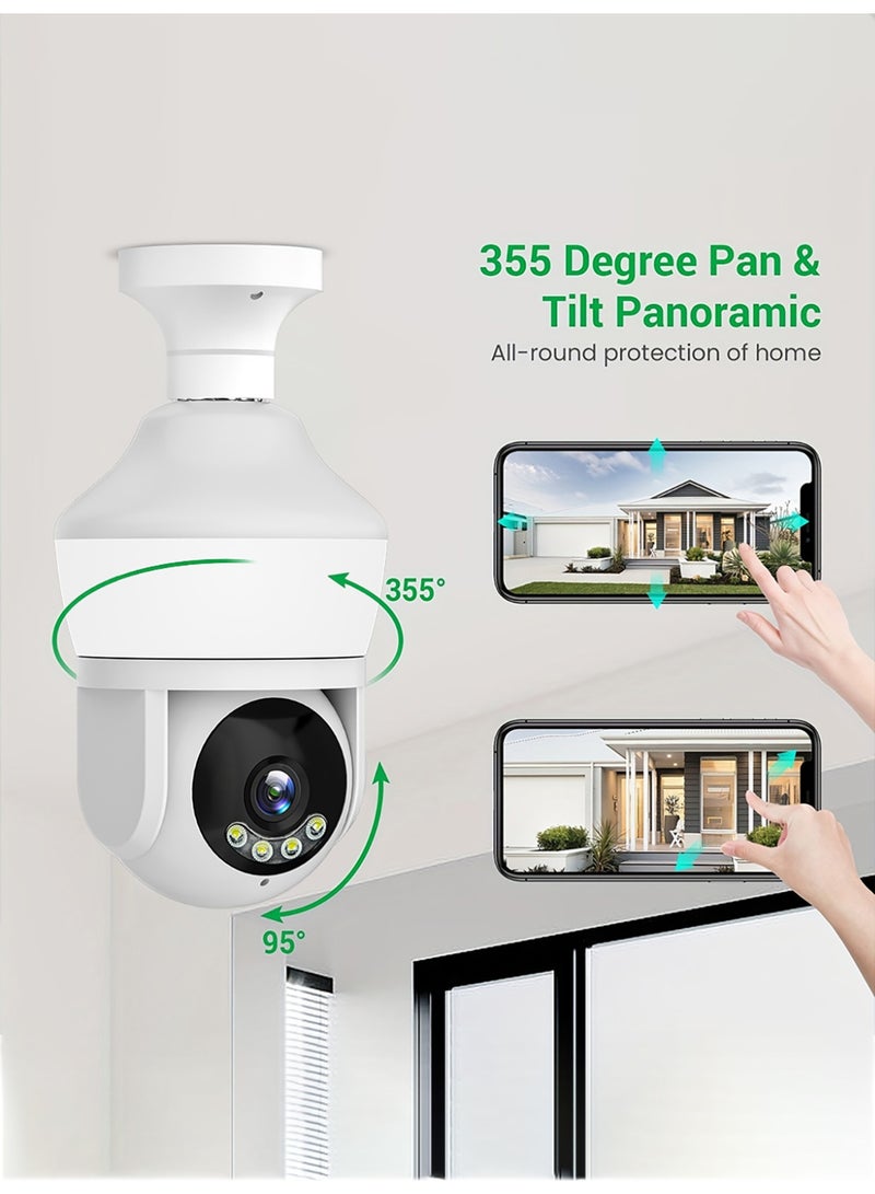 Onno كاميرا أمان دائرية إضاءة LED من نوع PTZ بدقة 2 ميجابكسل، رؤية بانورامية360 درجة، دقة 1080P، واي فاي مزدوج النطاق، صوت ثنائي الاتجاه، كشف حركة، رؤية ليلية ملونة، مراقبة منزلية - Image 4